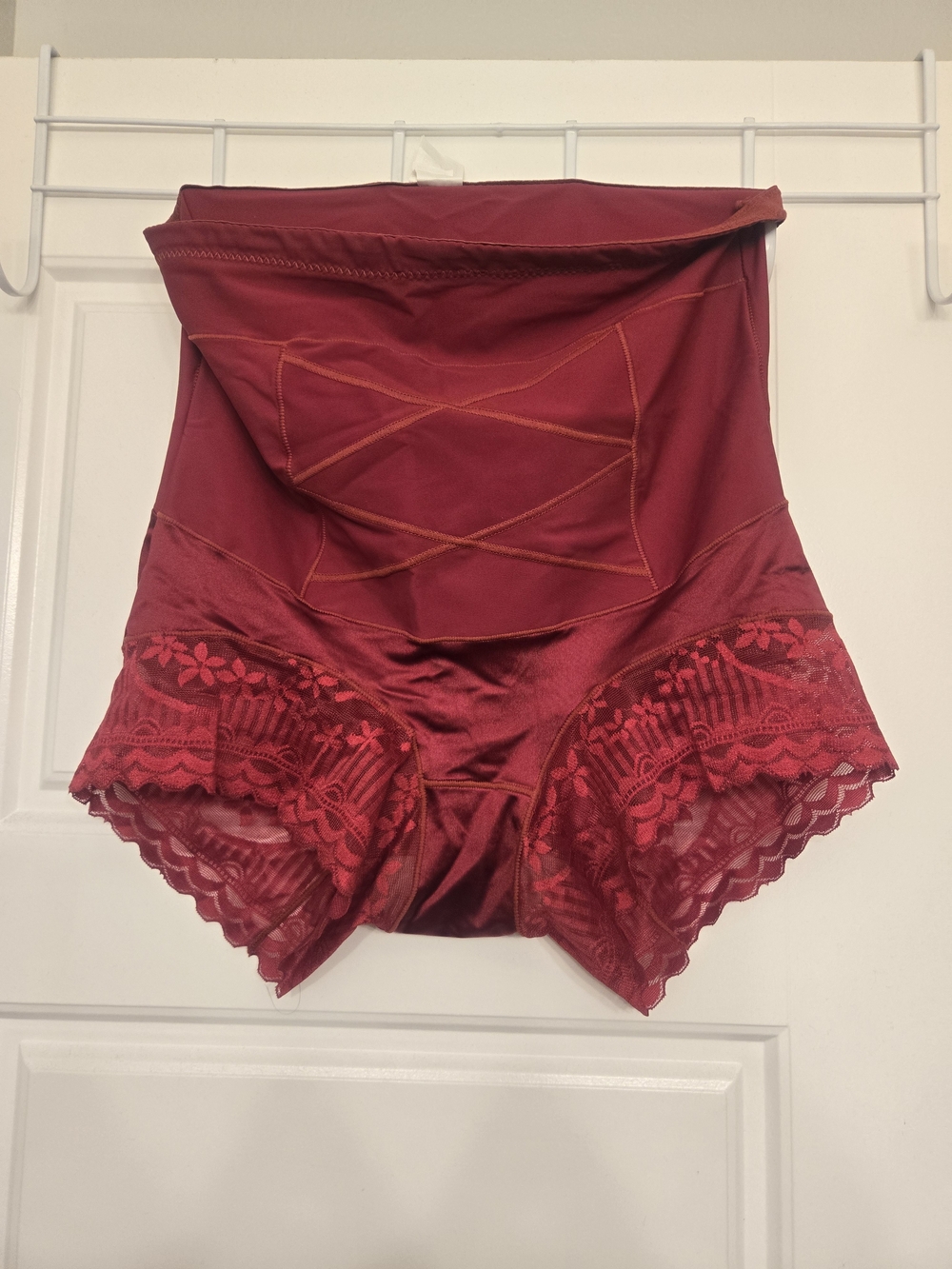Lace Trim Shapewear Shorts in Red & Black Like New